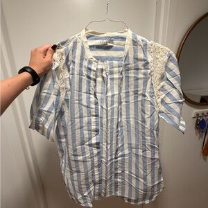 Sandro Blue and White Striped Blouse